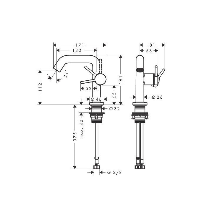Hansgrohe 73320700 Смеситель Tecturis E Matt White