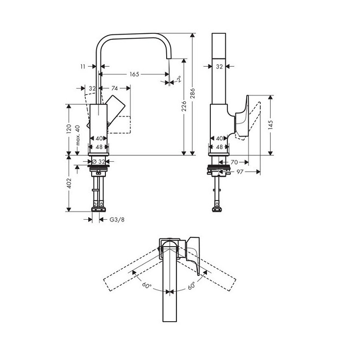 Hansgrohe 32511000 смеситель высокий Metropol