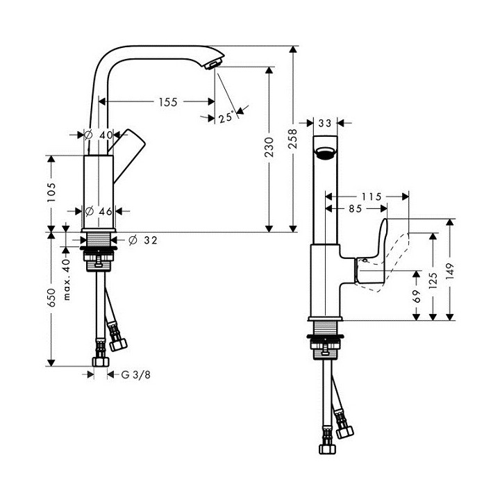 Hansgrohe 31081000 смеситель высокий Metris