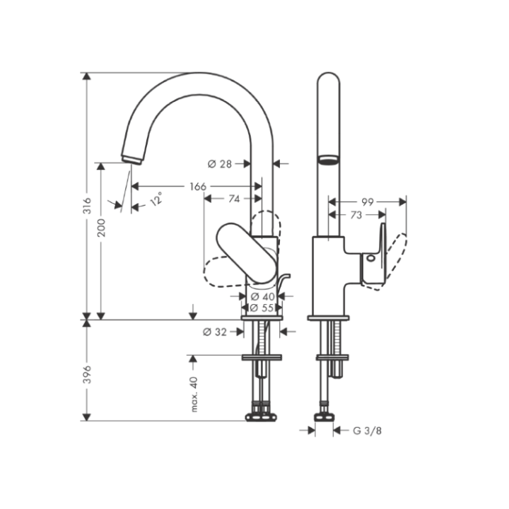 Hansgrohe 71554000 Смеситель высокий для раковины
