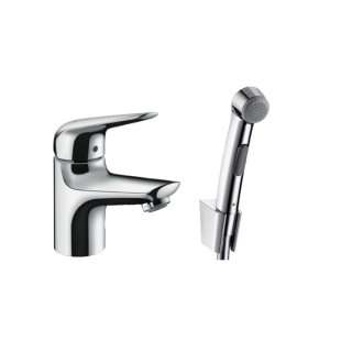 Hansgrohe Novus Смеситель для раковины низкий  с гигиеническим душем 14.9 см хром