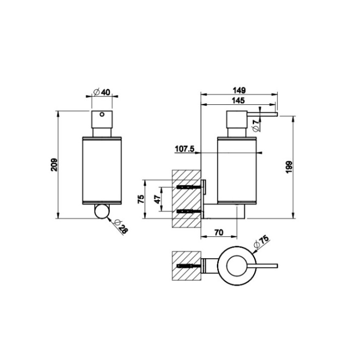 Gessi 54713#239 дозатор настенный Steel Brushed