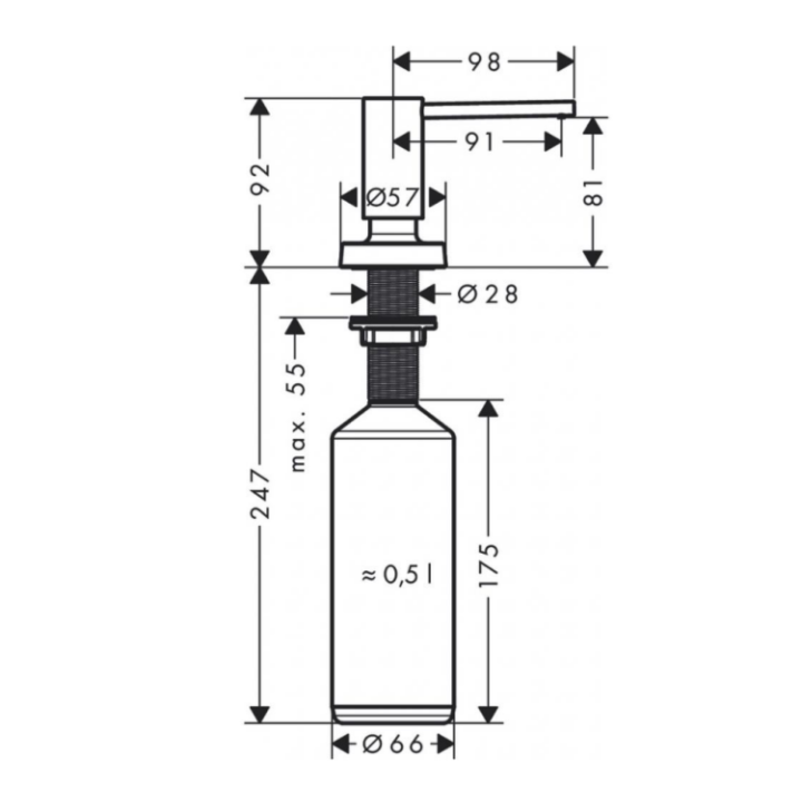 Hansgrohe 40448800 — дозатор A51 Steel