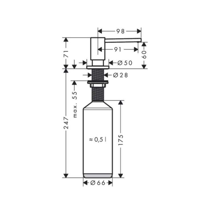 Hansgrohe 40438800 дозатор встраиваемый Steel