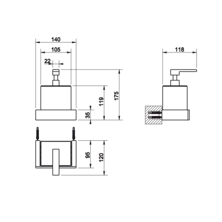 Gessi 20814#031 дозатор настенный хром