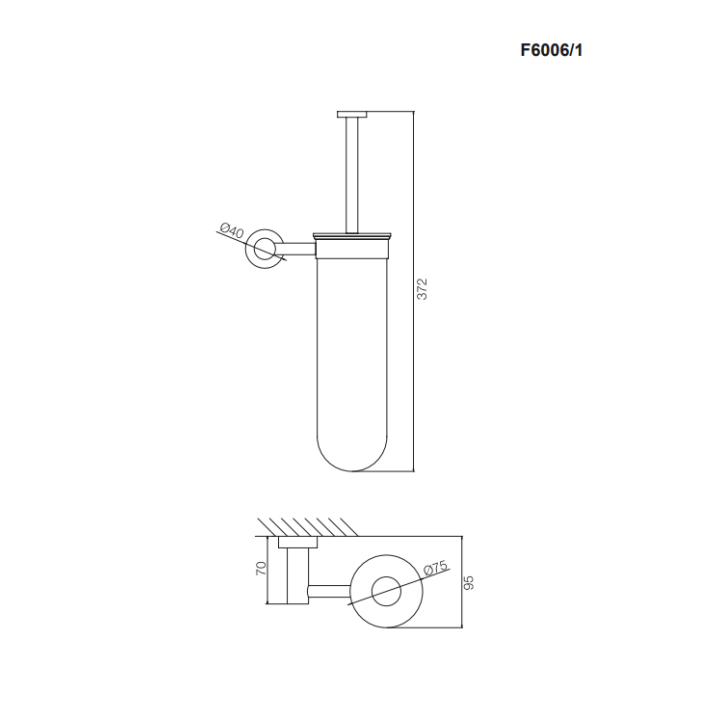 F6006/1CS ёршик Fima настенный Brushed Black Chrome