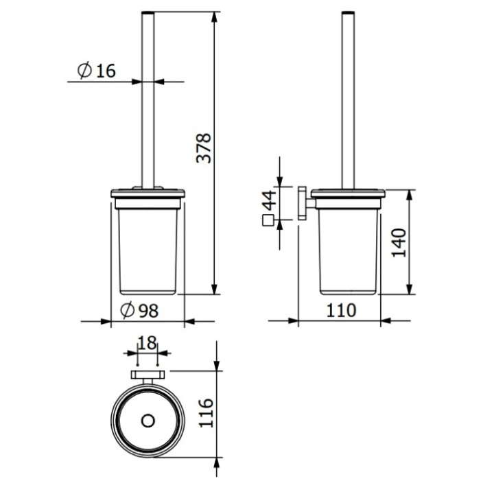 Kludi 2597405 ёршик настенный хром VELA S