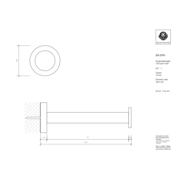 Крючок Decor Walther 0530360 Matt Black