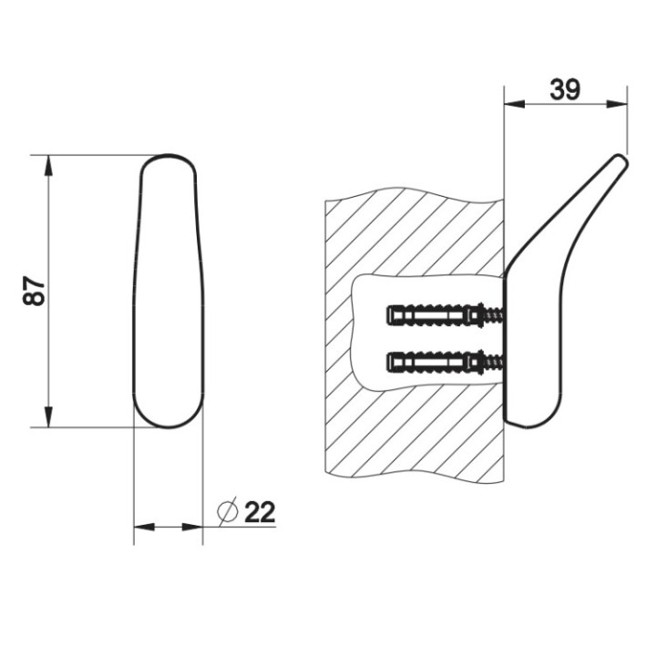Gessi Goccia 38121#299 крючок чёрный Matt Black