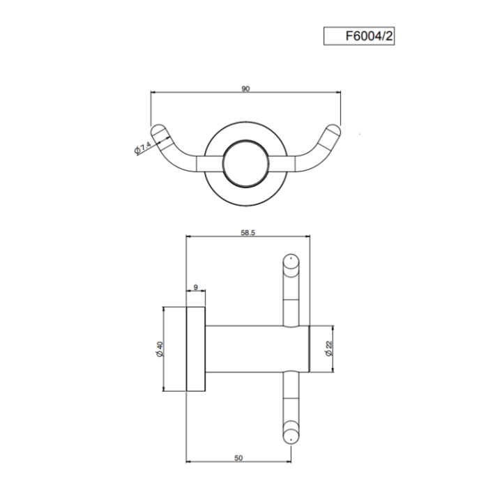 Fima F6004/2CS крючок двойной Brushed Black Chrome
