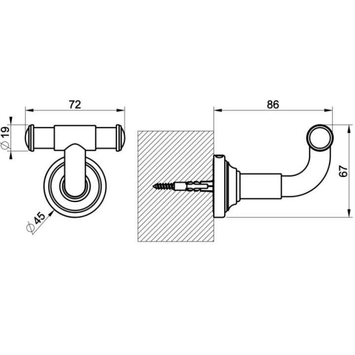 Gessi 65521#720 двойной крючок Nickel PVD