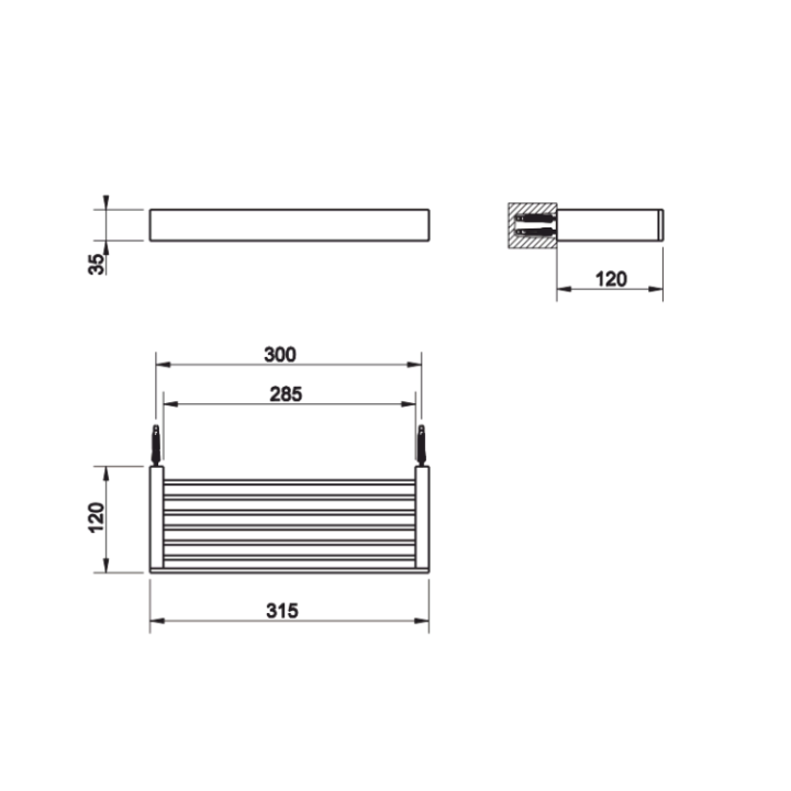 Gessi 20947#030 полка для ванны 30x12 Copper PVD