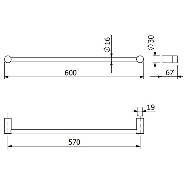 Kludi 5897905 полотенцедержатель VELA R 60 см