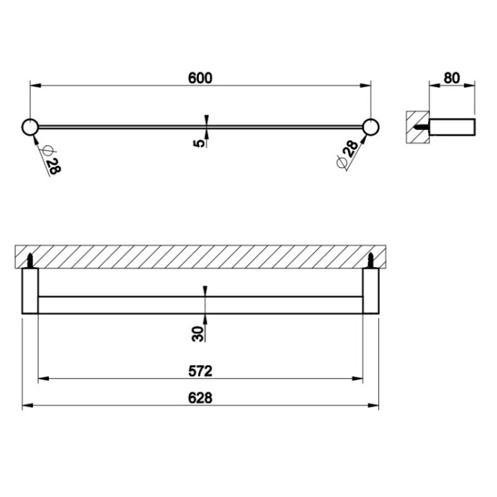 Gessi 54803#707 полотенцедержатель 62.8 см Black Metal