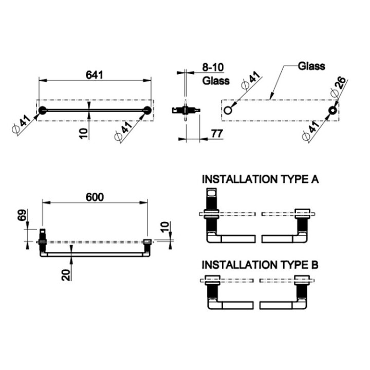 Gessi 58617#707 полотенцедержатель Black Metal Brushed
