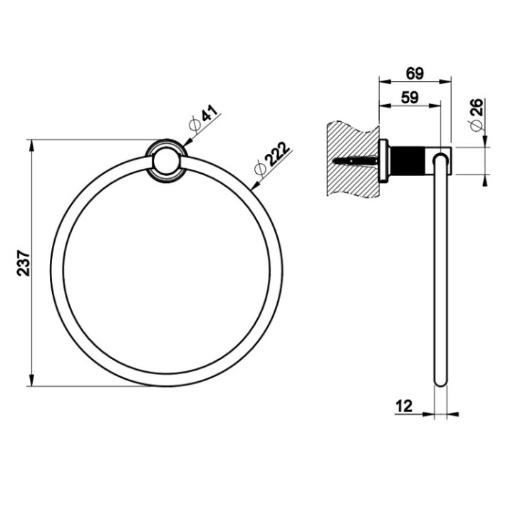 Gessi 58509#706 полотенцедержатель кольцо, Black