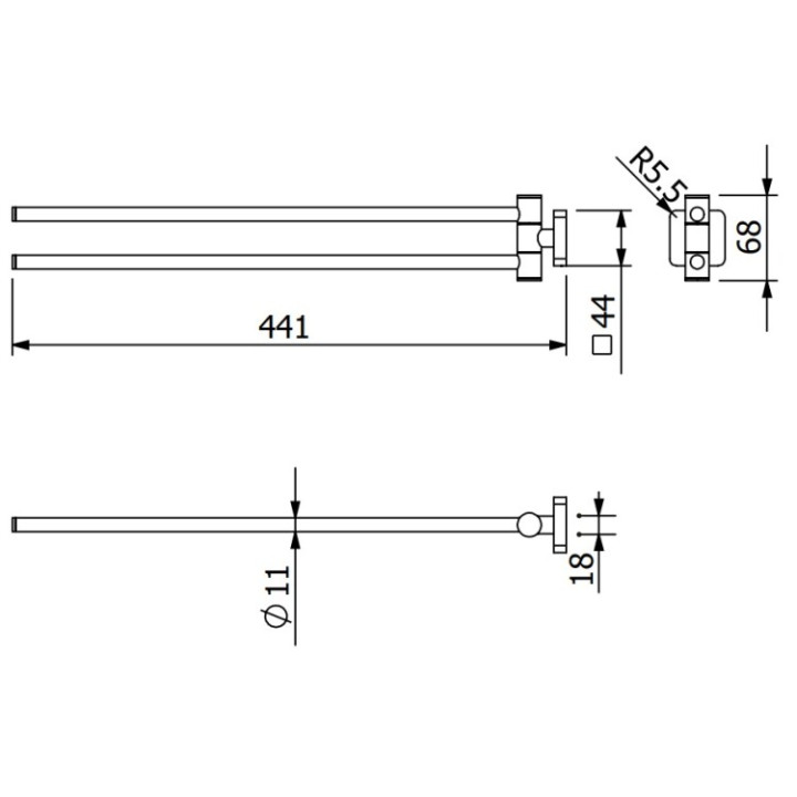 Kludi 25977N2 полотенцедержатель VELA S 44.1 см