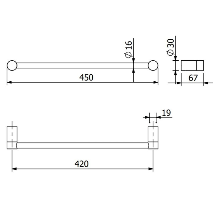 Kludi 58980N0 полотенцедержатель для ванны 45 см