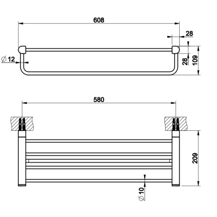 Полотенцедержатель Gessi 59407#706 Black Metal PVD