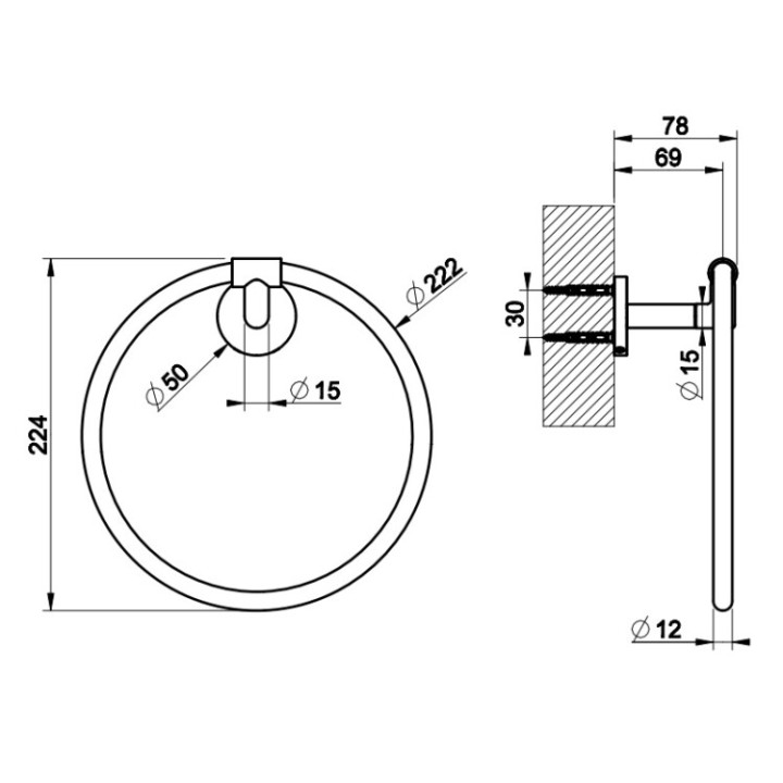 Gessi 63909#710 полотенцедержатель кольцо латунь