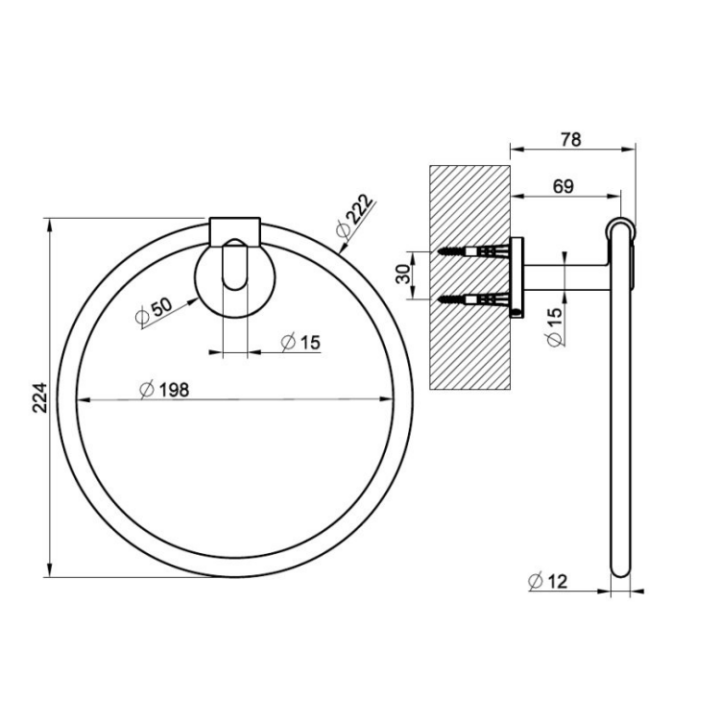 Gessi 63709#727 держатель полотенец кольцо латунь
