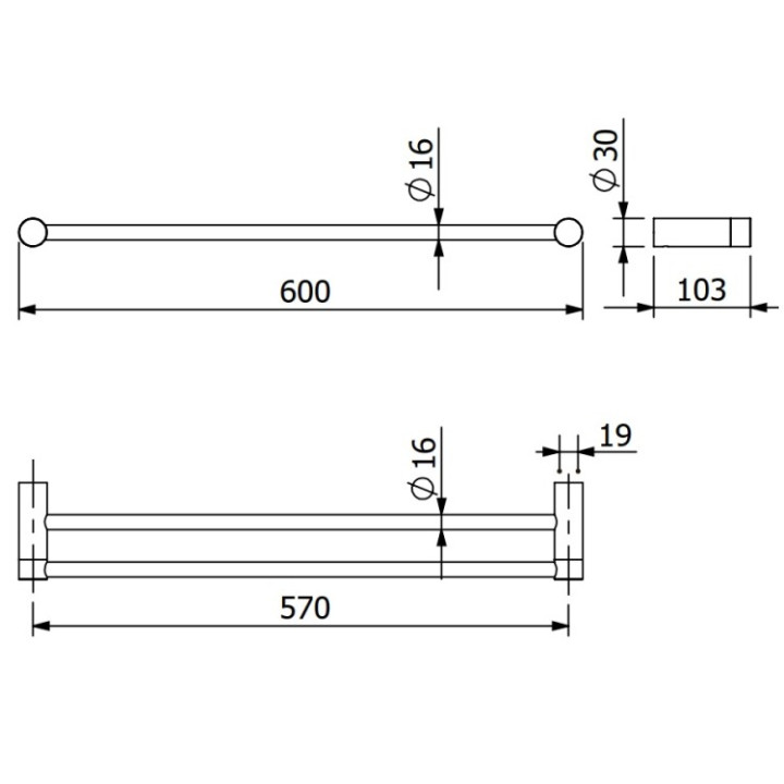 Kludi 58988N5 полотенцедержатель двойной 60 см