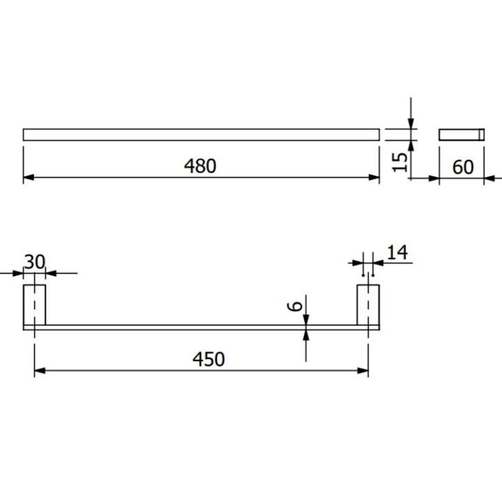 Kludi 3198039 полотенцедержатель VELA C, 48 см, черный