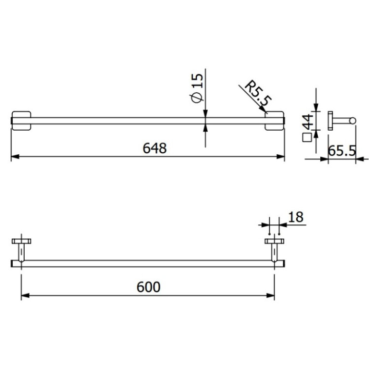 Kludi 2597905 полотенцедержатель VELA S 64,8 см