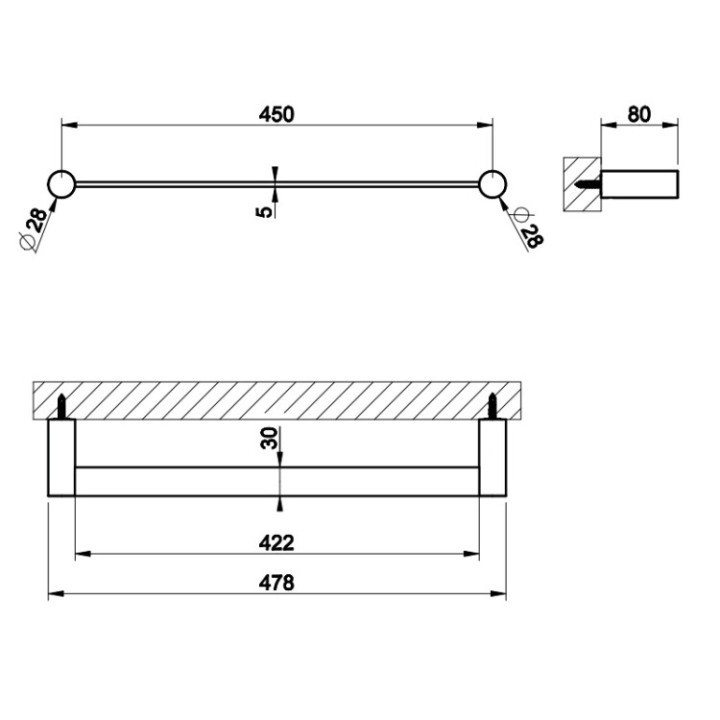 Gessi 54800#727 полотенцедержатель, латунь 47.8 см