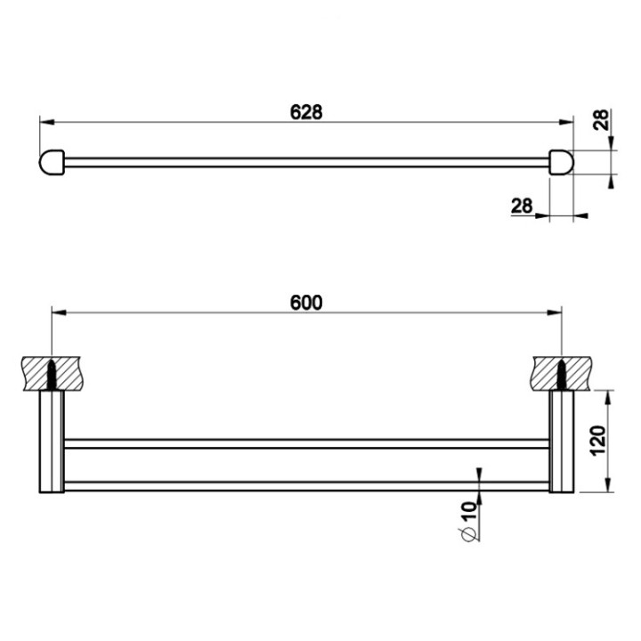 Gessi 59405#031 полотенцедержатель двойной 62.8 см