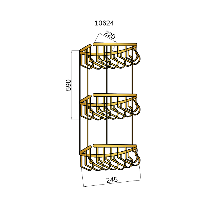 Boheme 10428 полка для ванны Imperiale Gold