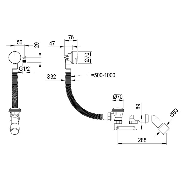 Слив-перелив Boheme 631-BRB для ванны 100 см