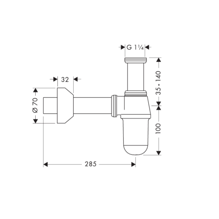 Hansgrohe 52010000 сифон для раковины
