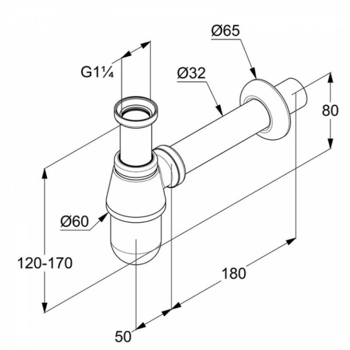 Kludi 1010505-00 сифон нержавеющая сталь