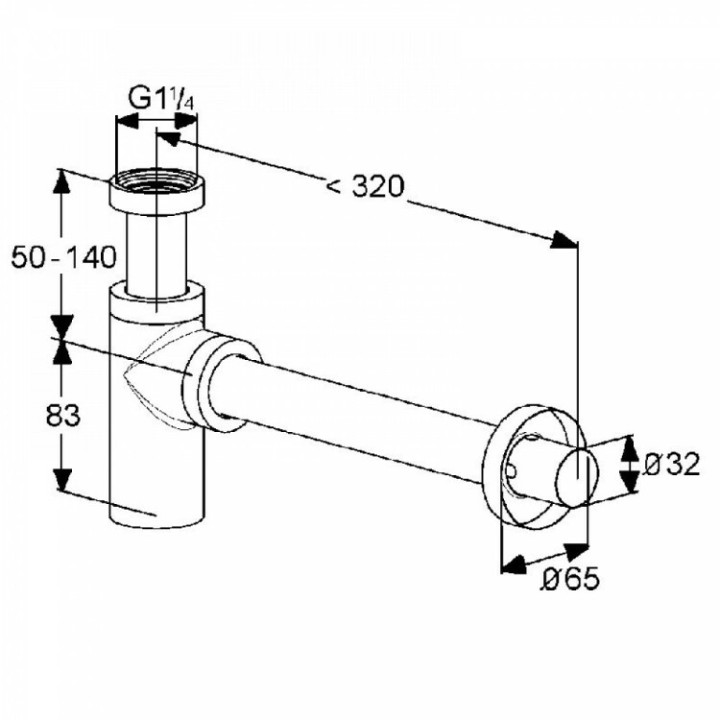 Kludi 1002005-00 сифон для раковины, нержавейка
