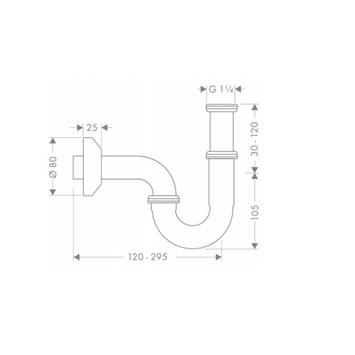 Hansgrohe 53010000 сифон для раковины, сталь