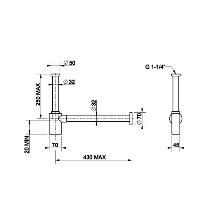 Gessi 28732#031 сифон для раковины сталь