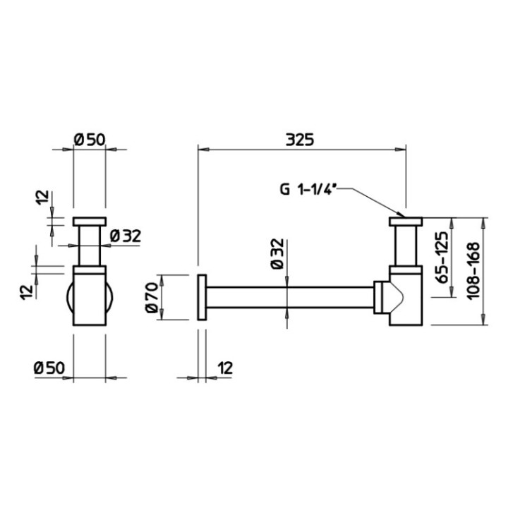 Gessi 01375#149 сифон для биде, никель, 1 1/4"×32