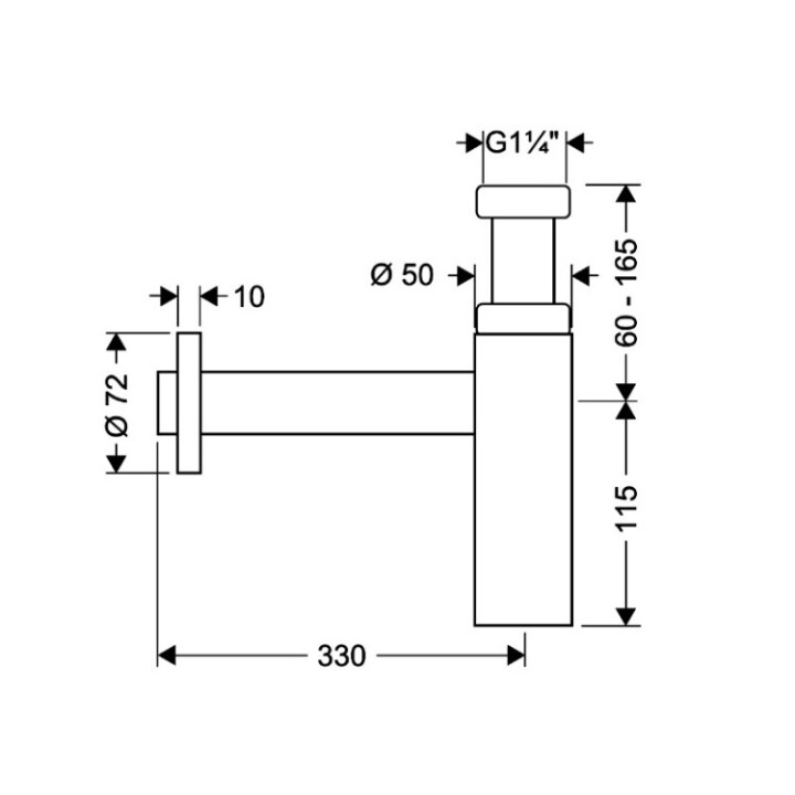 Hansgrohe 52105340 сифон, Brushed Black Chrome