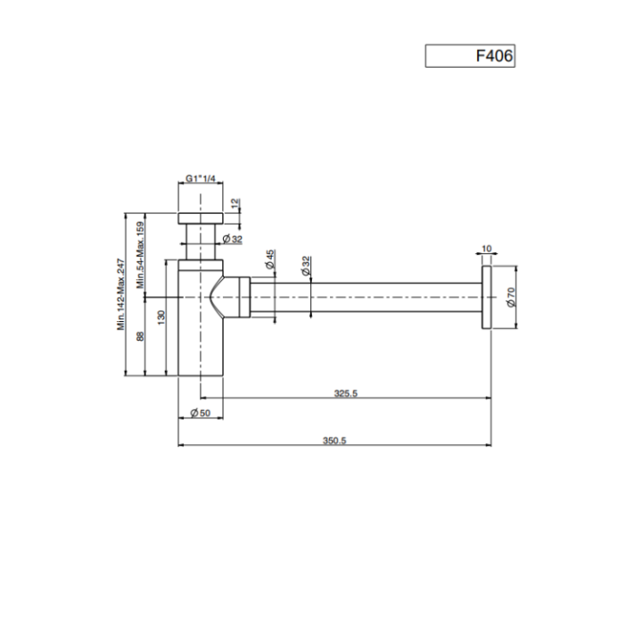 Fima F406RA сифон, медь, бутылочный, Италия