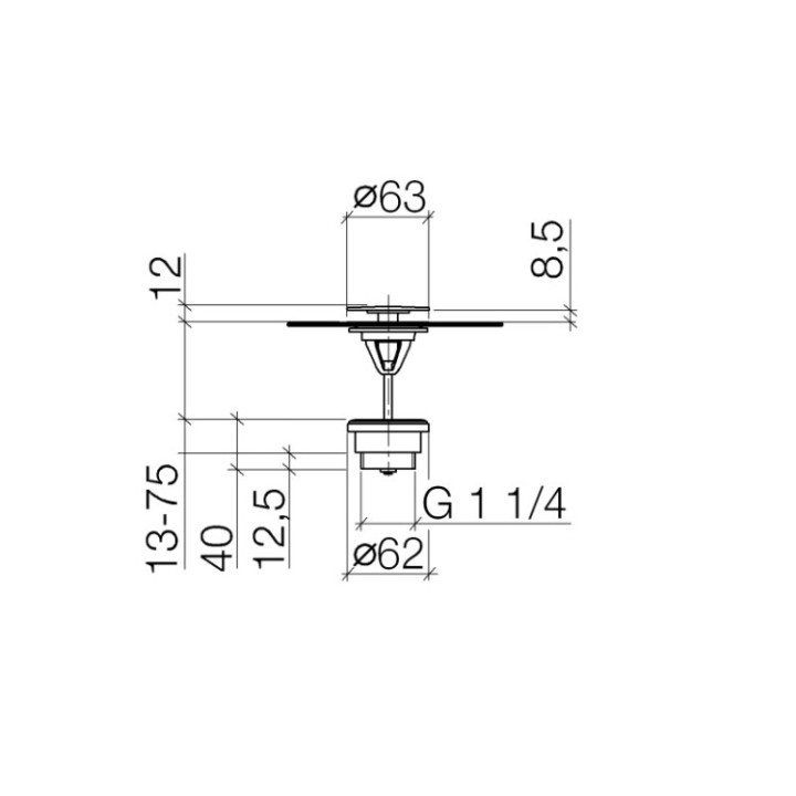 Dornbracht 1012697000 донный клапан, нержавеющая сталь