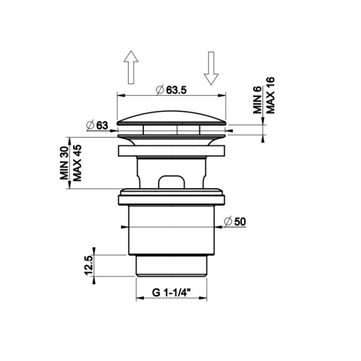 Gessi 01408#708 донный клапан для раковины