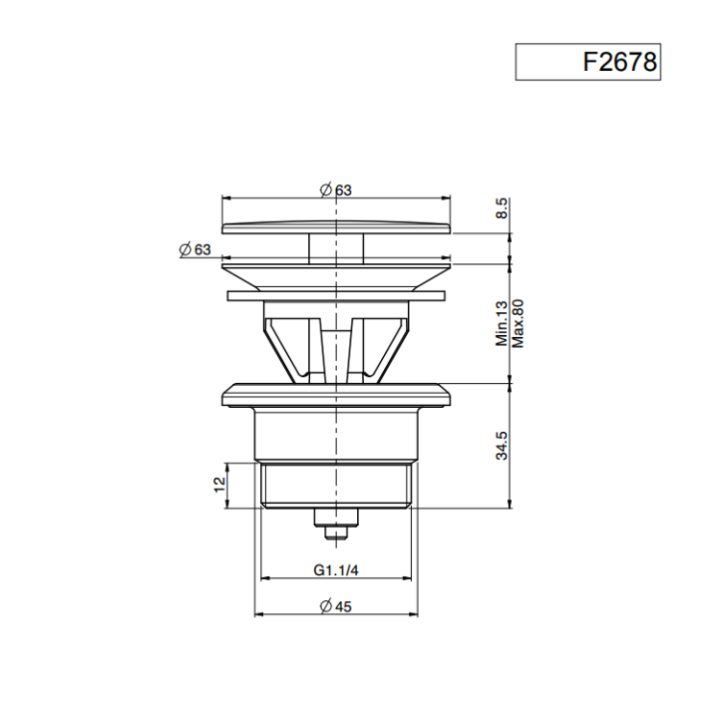 F2678NS донный клапан Matt Black Fima Carlo Frattini