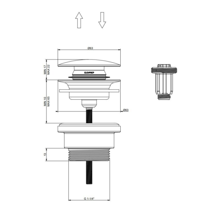 Gessi 01421#239 донный клапан Steel Brushed
