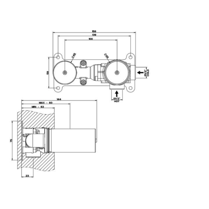 Gessi 54197#239 скрытая часть для смесителя, Inox