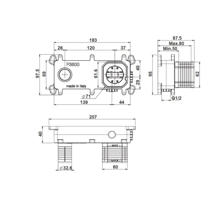 Fima Carlo Frattini F3600 скрытая часть смесителя