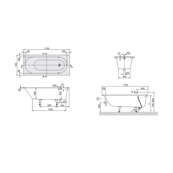 Ванна Villeroy&Boch UBQ177OBE2V-01 170x70 см