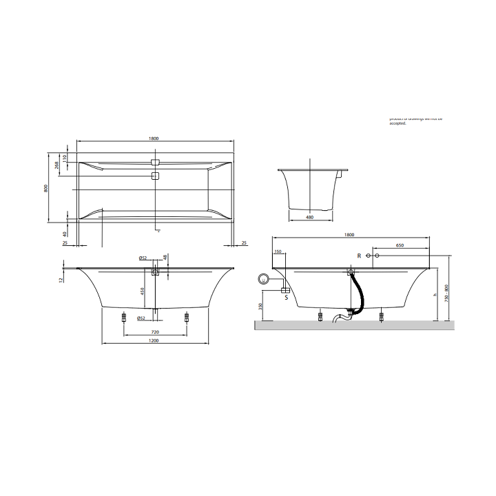 Villeroy&Boch UBQ180SQE2DV-01 ванна 180x80 см