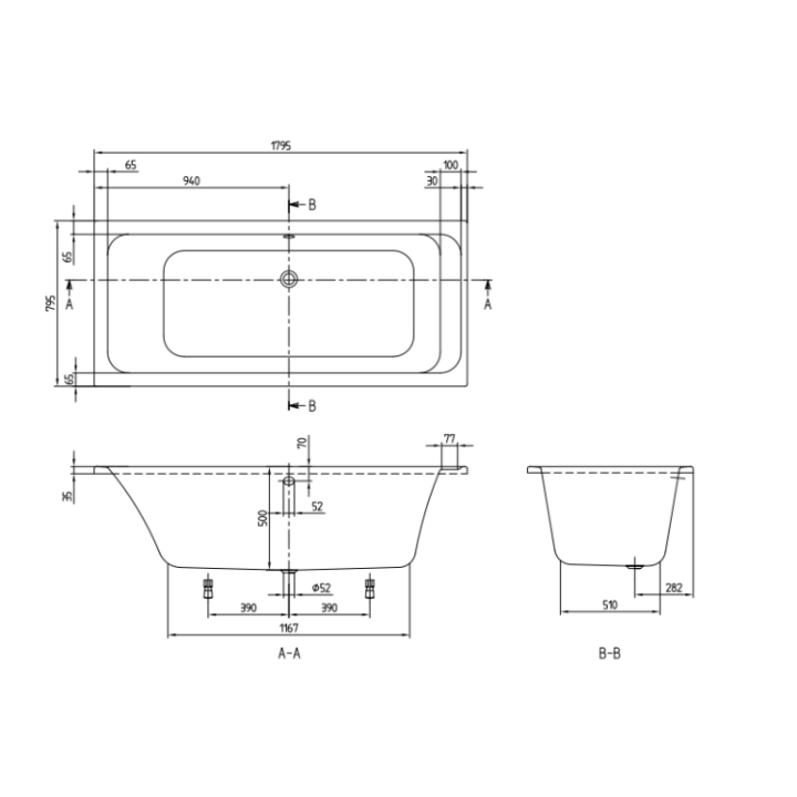 UBA180ARA2V-01 ванна Villeroy&Boch Architectura