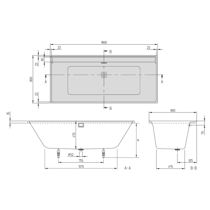 Villeroy&Boch UBA180COR2DV-RW ванна 180x80 Collaro